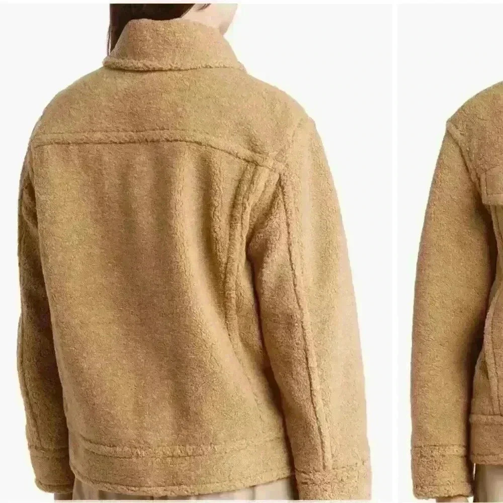 NWT VINCE faux shearling jacket in caramel Sz L - Picture 2 of 8